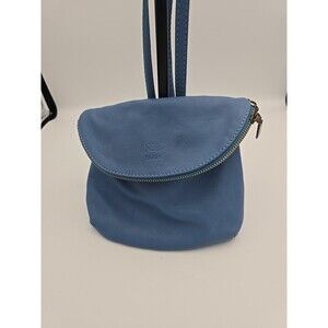 Vintage Anoki Paris Genuine Italian Leather Blue Shoulder Bag Purse